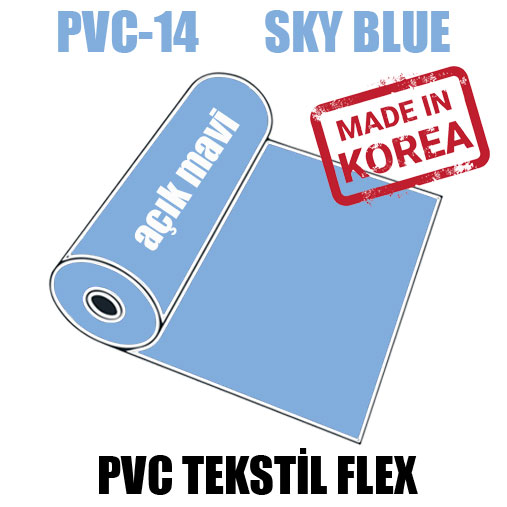 PVC Gök Mavi (Sky Blue) Flex / 51 cm x 1 metre - Thumbnail