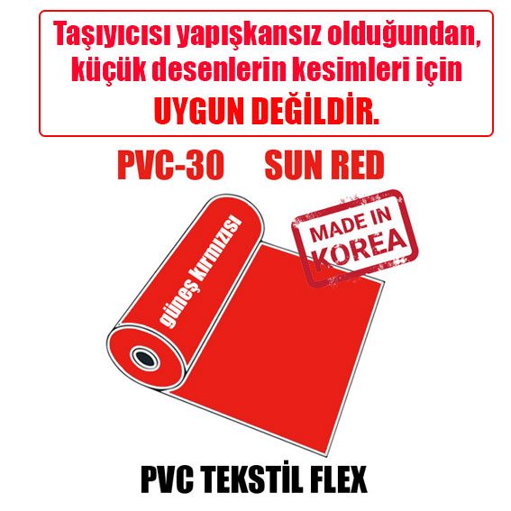 PVC Güneş Kırmızı (Sun Red) Flex / 51 cm x 1 metre
