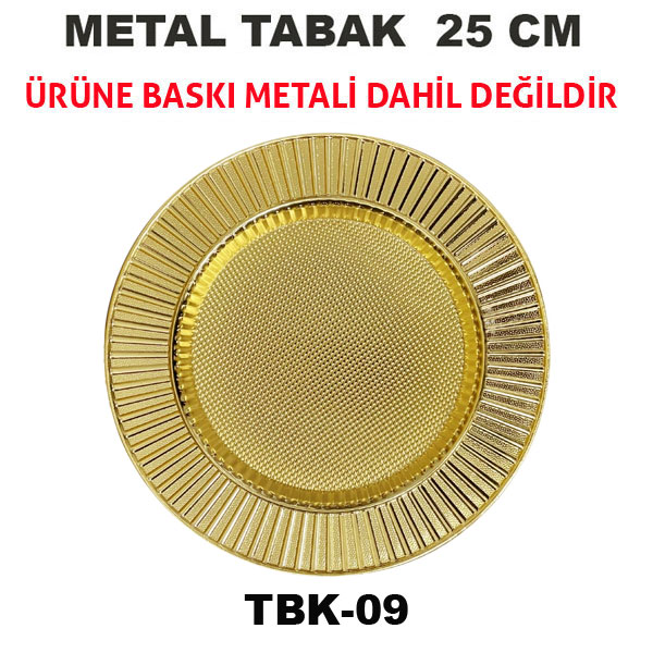 Sublimasyon 25 cm Altın Metal Tabak - Güneş