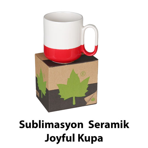 Sublimasyon Seramik Kırmızı Joyful Kupa - Kutulu - Thumbnail
