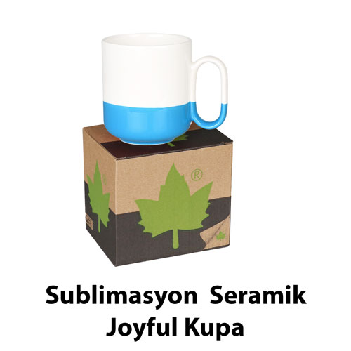 Sublimasyon Seramik Mavi Joyful Kupa - Kutulu