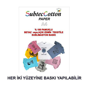 SubtecCotton - SubtecCotton Transfer Baskı Kağıdı ( 10 adet A4) SubtecCotton - SubtecCotton Transfer Baskı Kağıdı ( 10 adet A4)